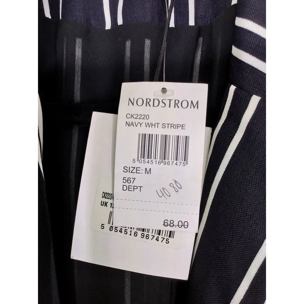 Glamorous Nordstrom Navy Striped Sleeveless Cardigan Women's Size‎ Medium NEW